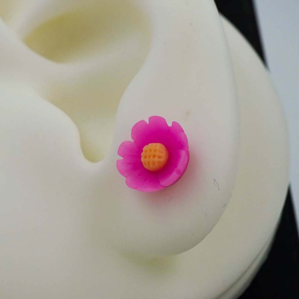 pink daisy studs