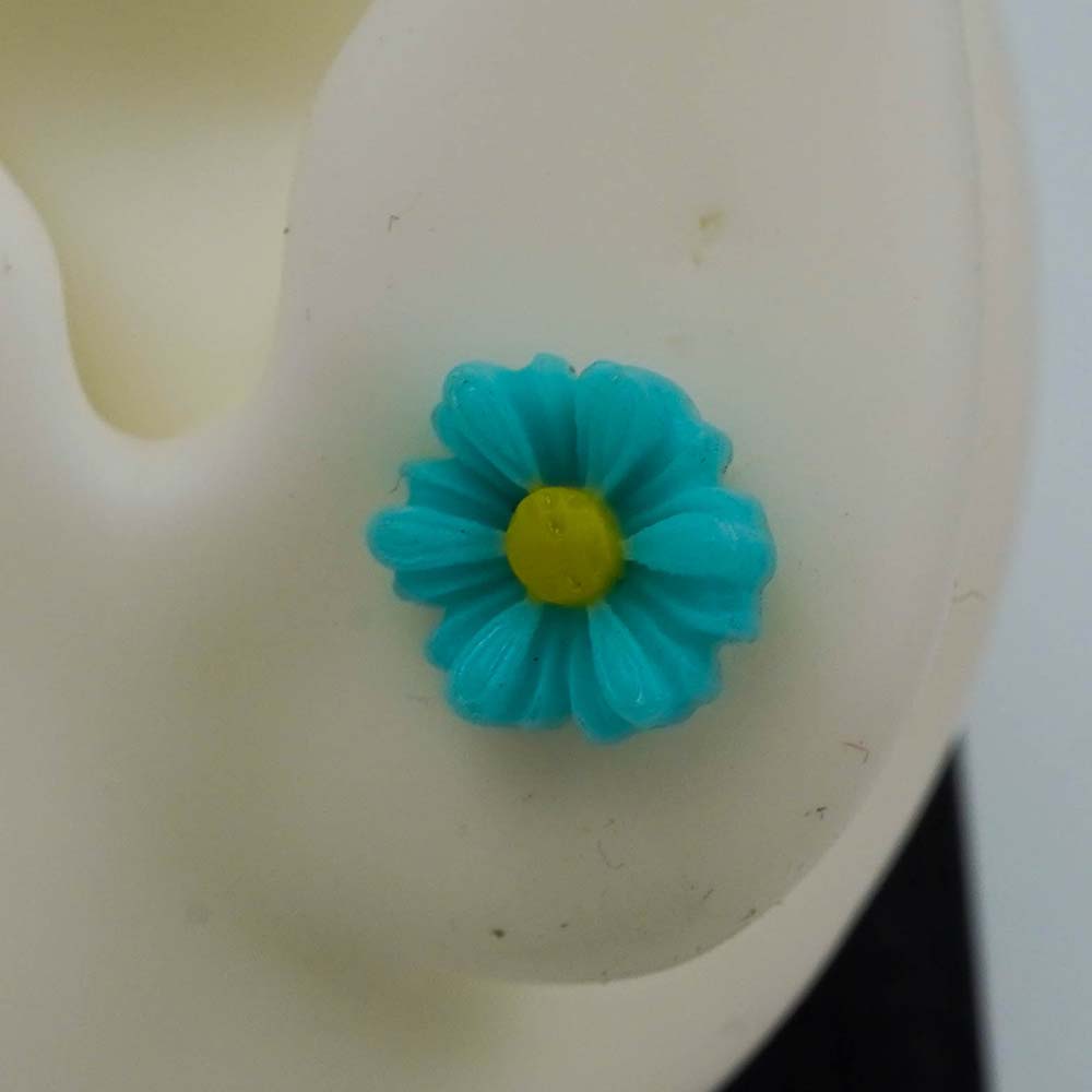 cyan flower studs