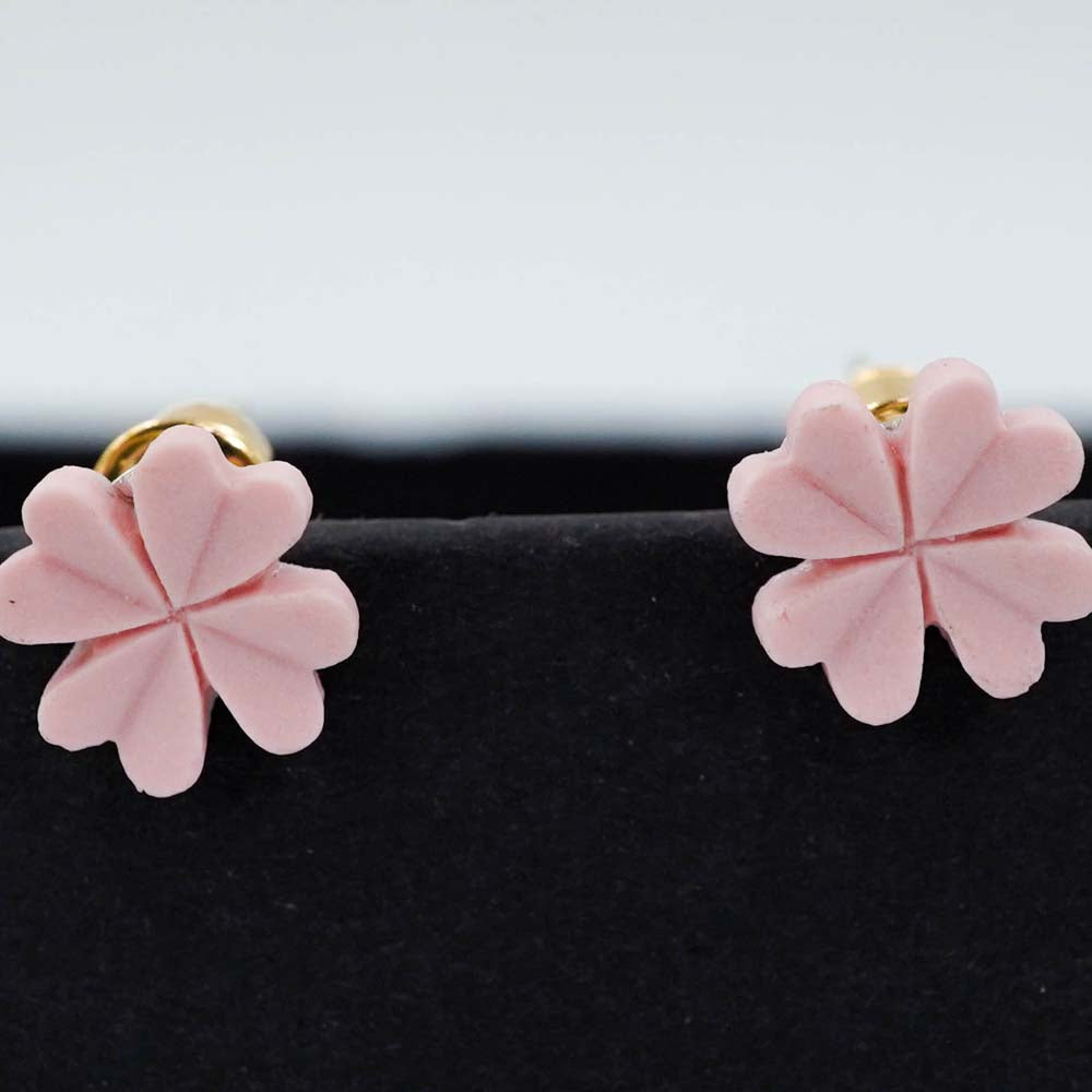 baby pink flower studs