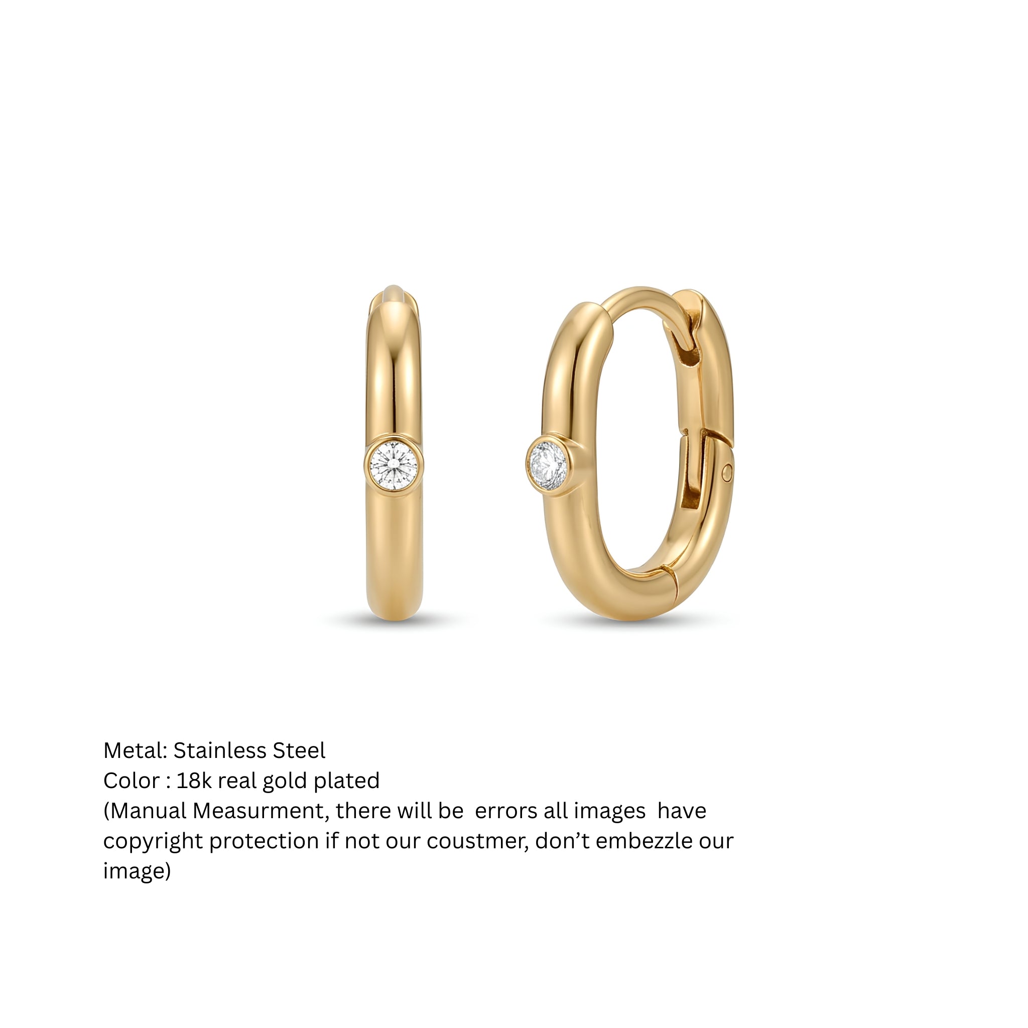 Gold-Tone Solitaire Stone Huggie Hoop Earrings