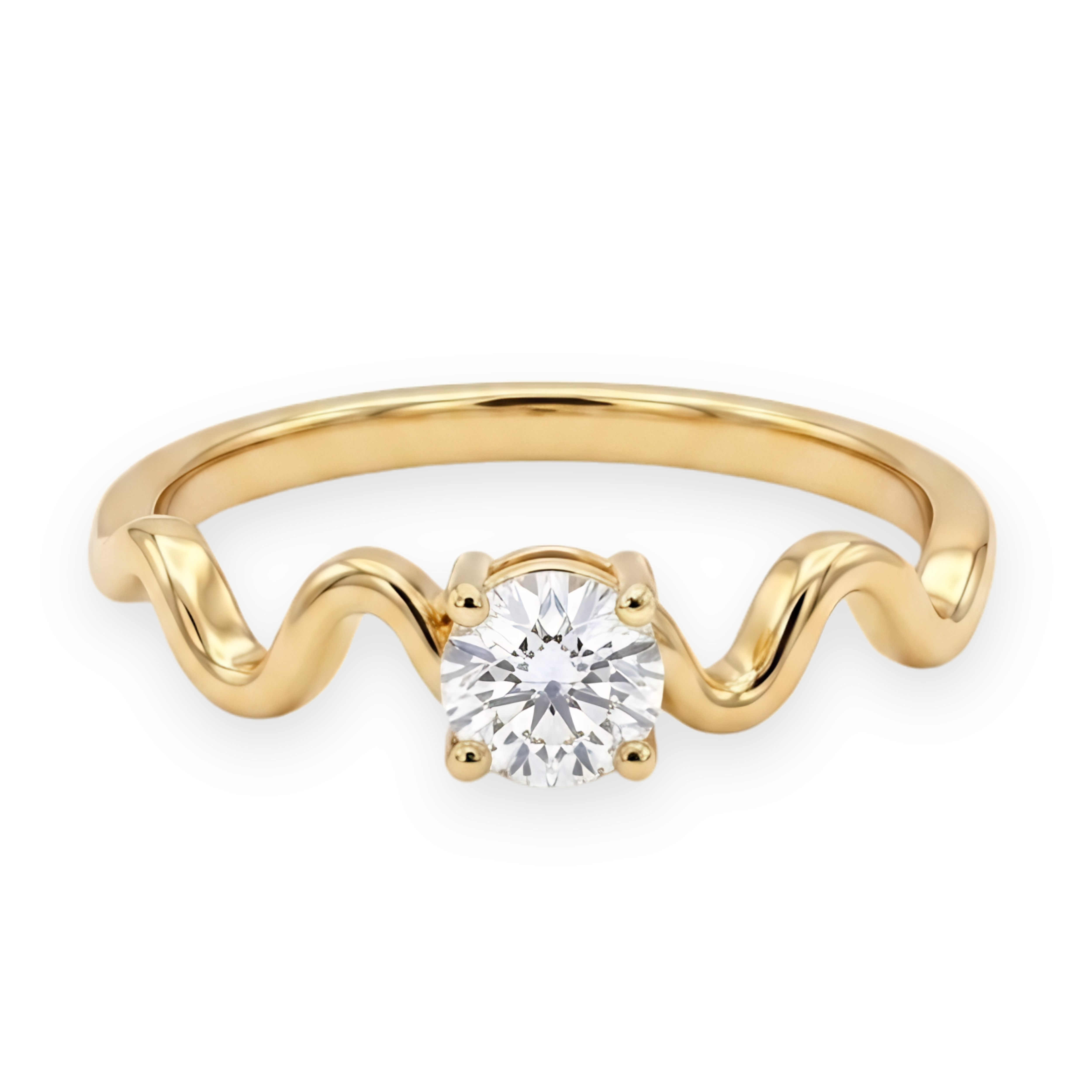 Gold Plated Wave Silhouette Solitaire Ring
