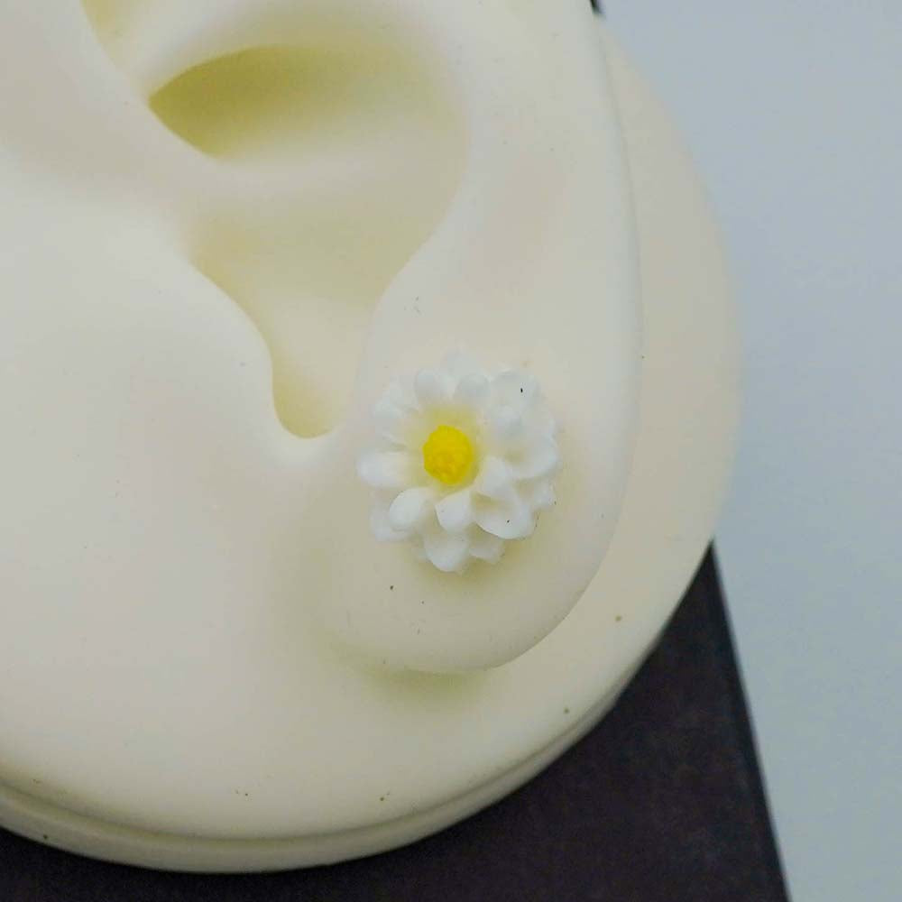 white flower studs