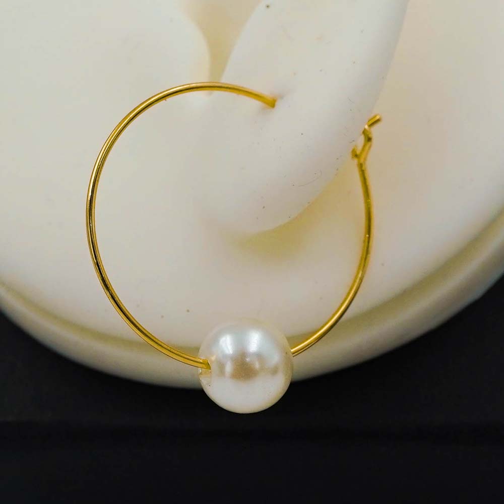 single pearl hoops