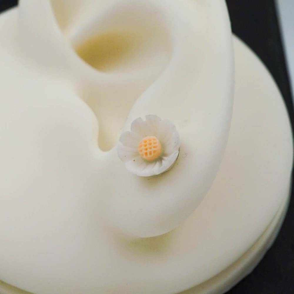 white flower studs