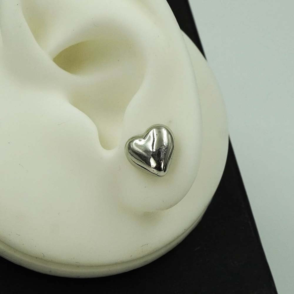 heart shaped silver studs