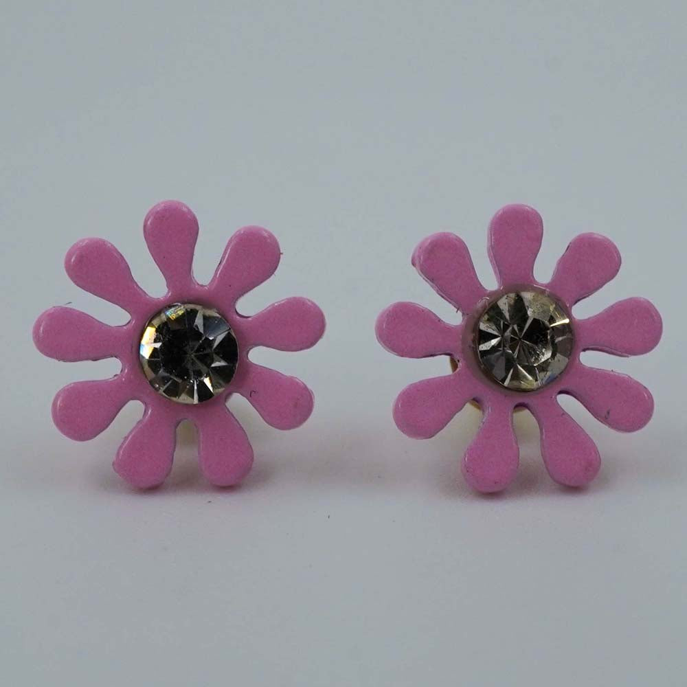 pink flower studs D1128