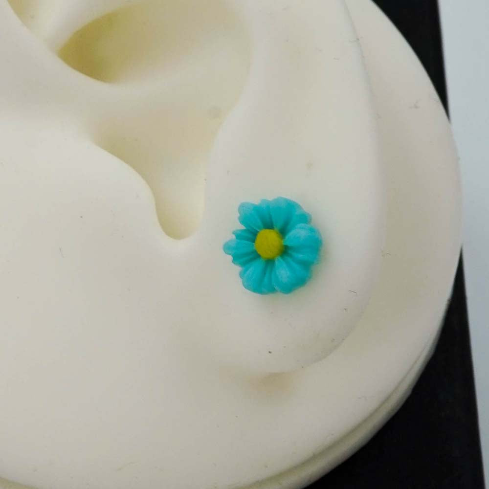 cyan flower studs