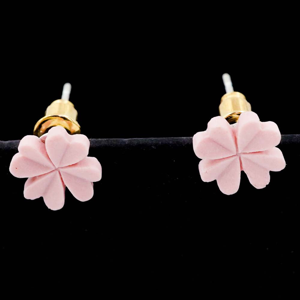 baby pink flower studs