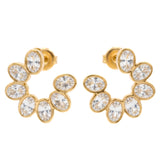 Gold-Tone Bezel-Set Oval Stone Hoop Earrings