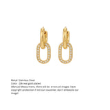 Gold-Tone Pavé Oval Link Drop Hoop Earrings