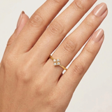 Elegant Gold-Plated Minimalist Four-Stone Diamond Ring