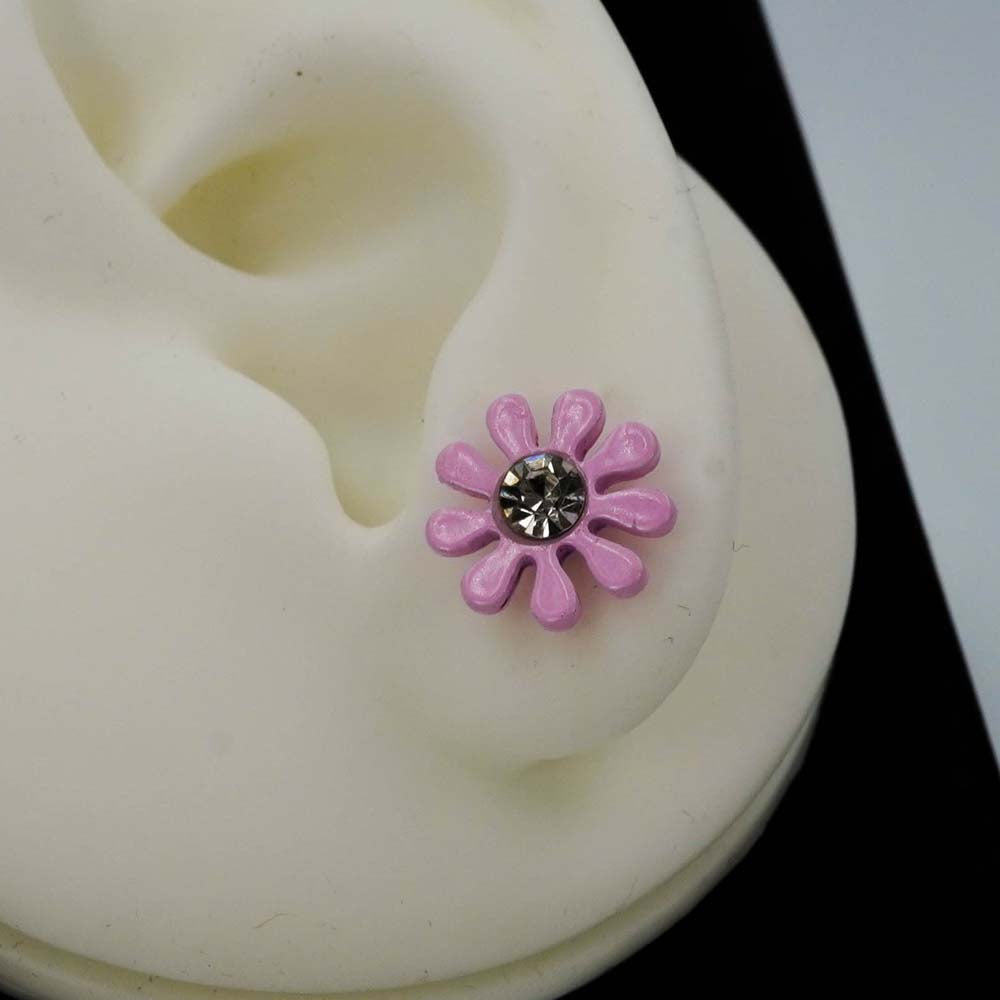 pink flower studs D1128