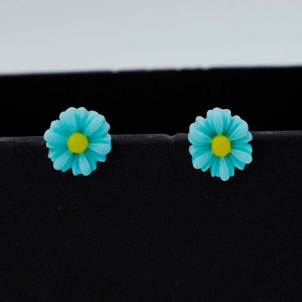 cyan flower studs