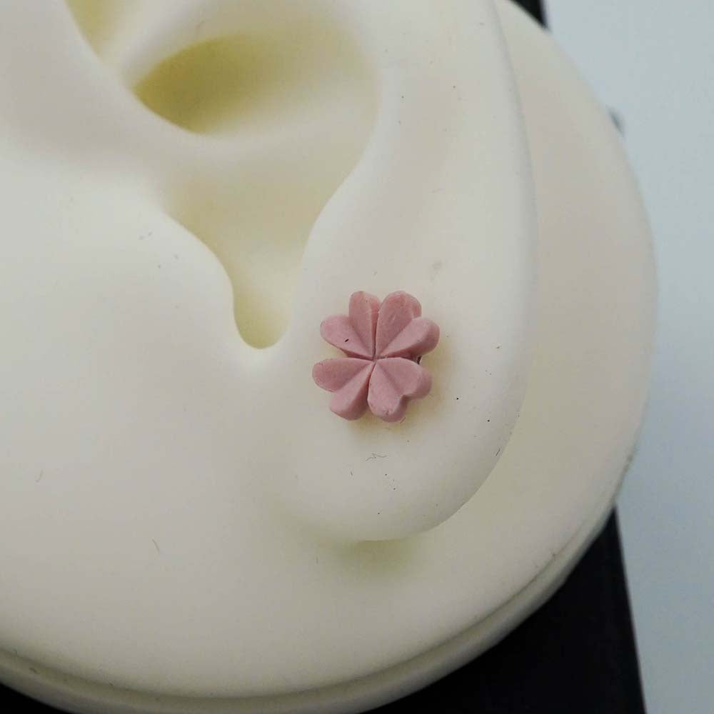 baby pink flower studs