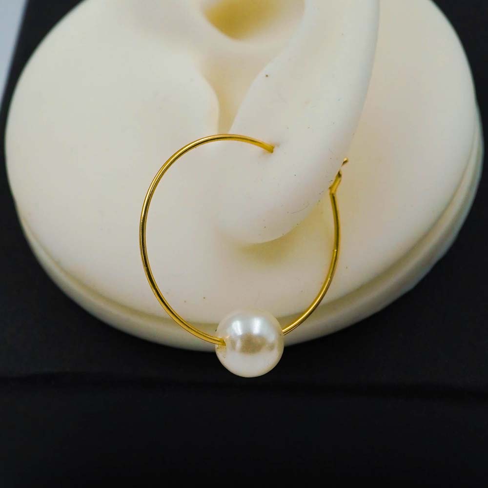 single pearl hoops