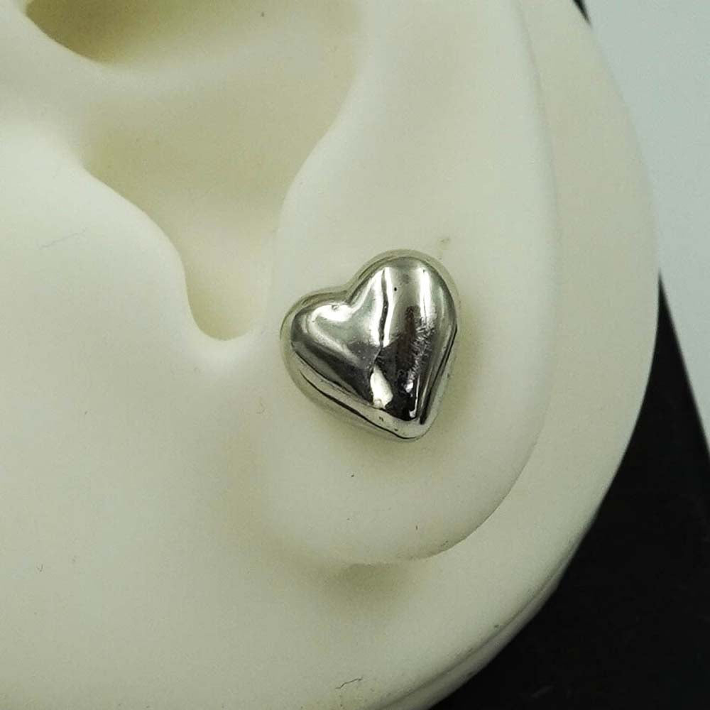 heart shaped silver studs