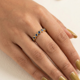 18K Gold Alternating Geometric Blue Sapphire Adjustable Eternity Band