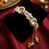 Royal Divinity: Handcrafted Kundan & Pearl Devotional Bracelet
