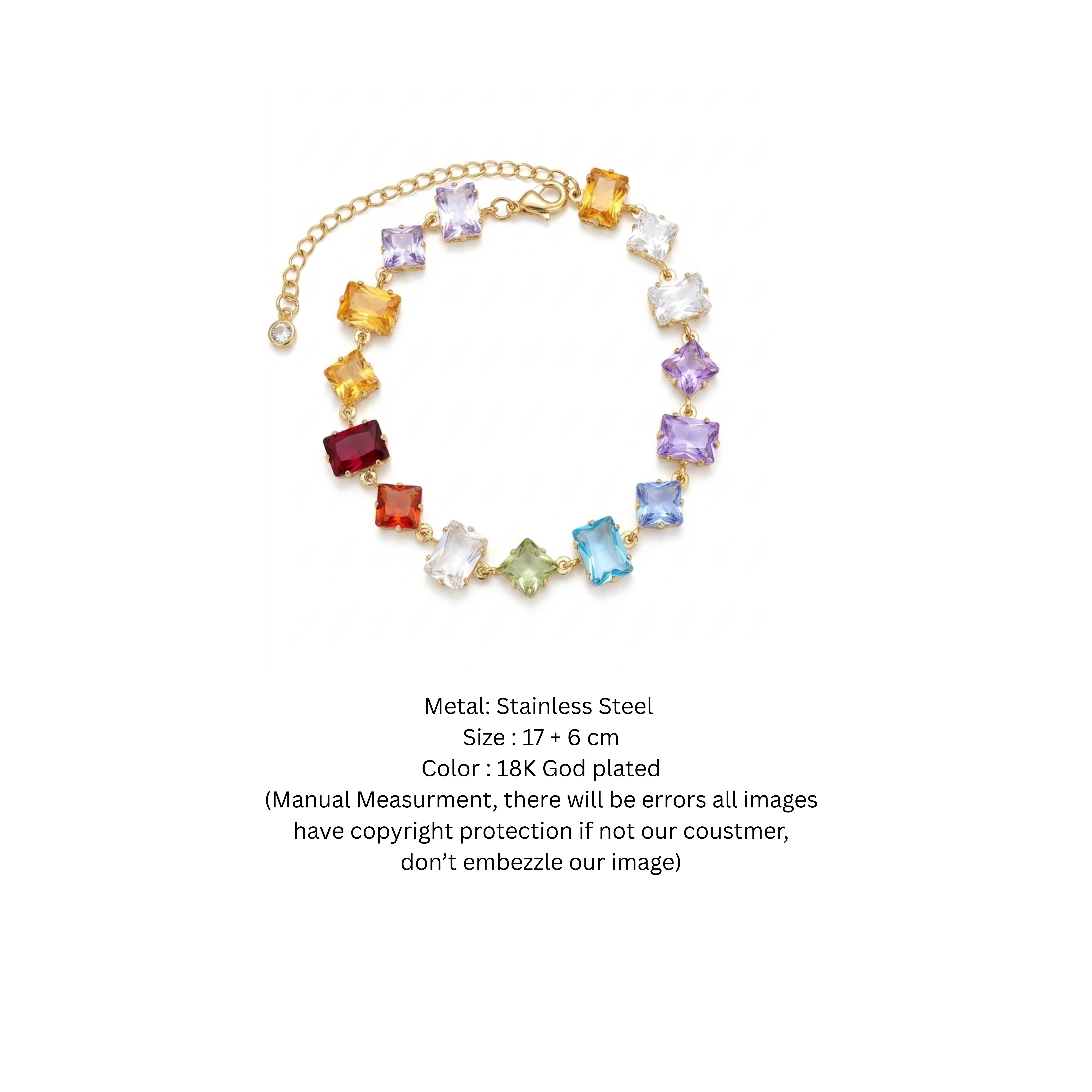 Radiant Spectrum Multi-Color Gemstone Gold Bracelet