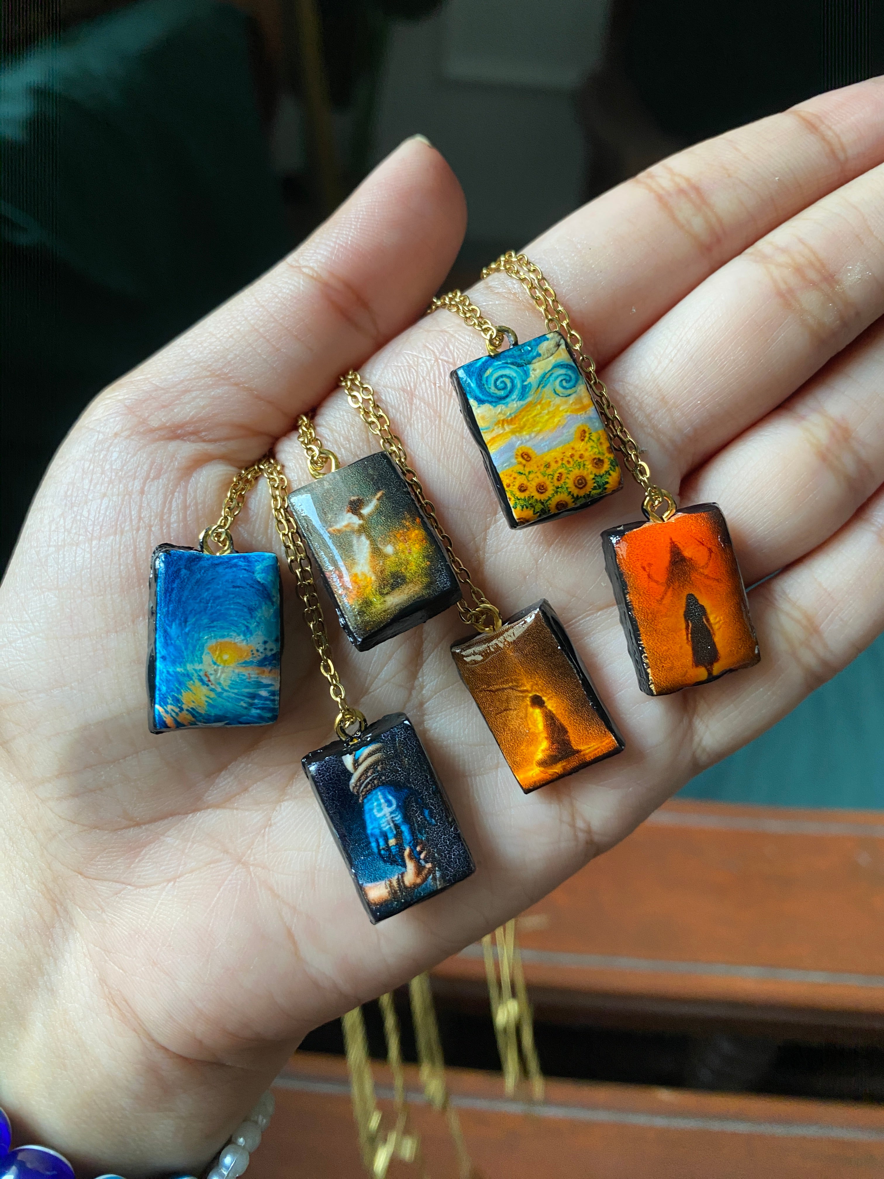 Golden Meadow Graceful Dancer Art Pendant Necklace