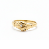 Vintage-Style Clasping Hand Motif Ring with Cubic Zirconia Accent