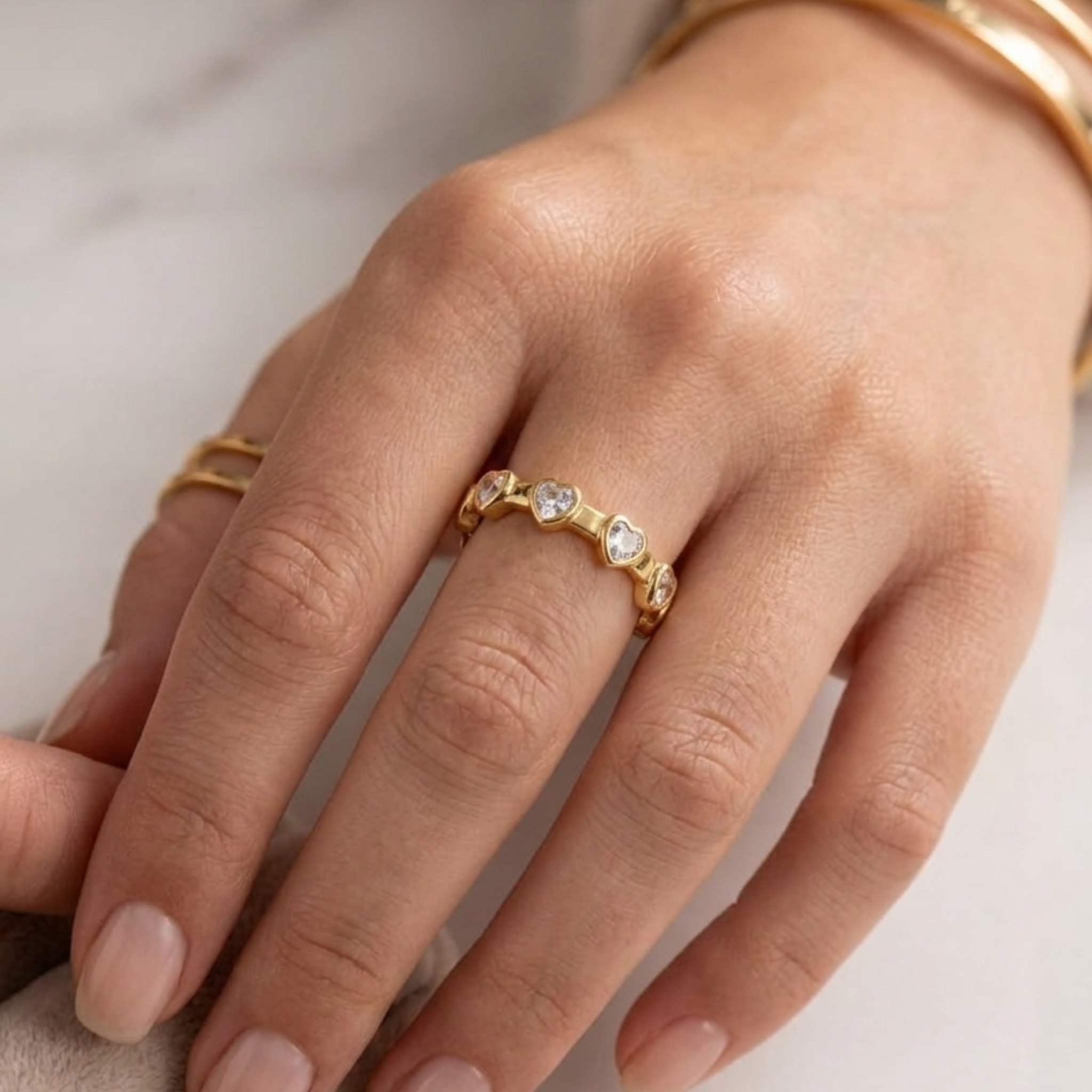 Golden Heart Eternity Ring