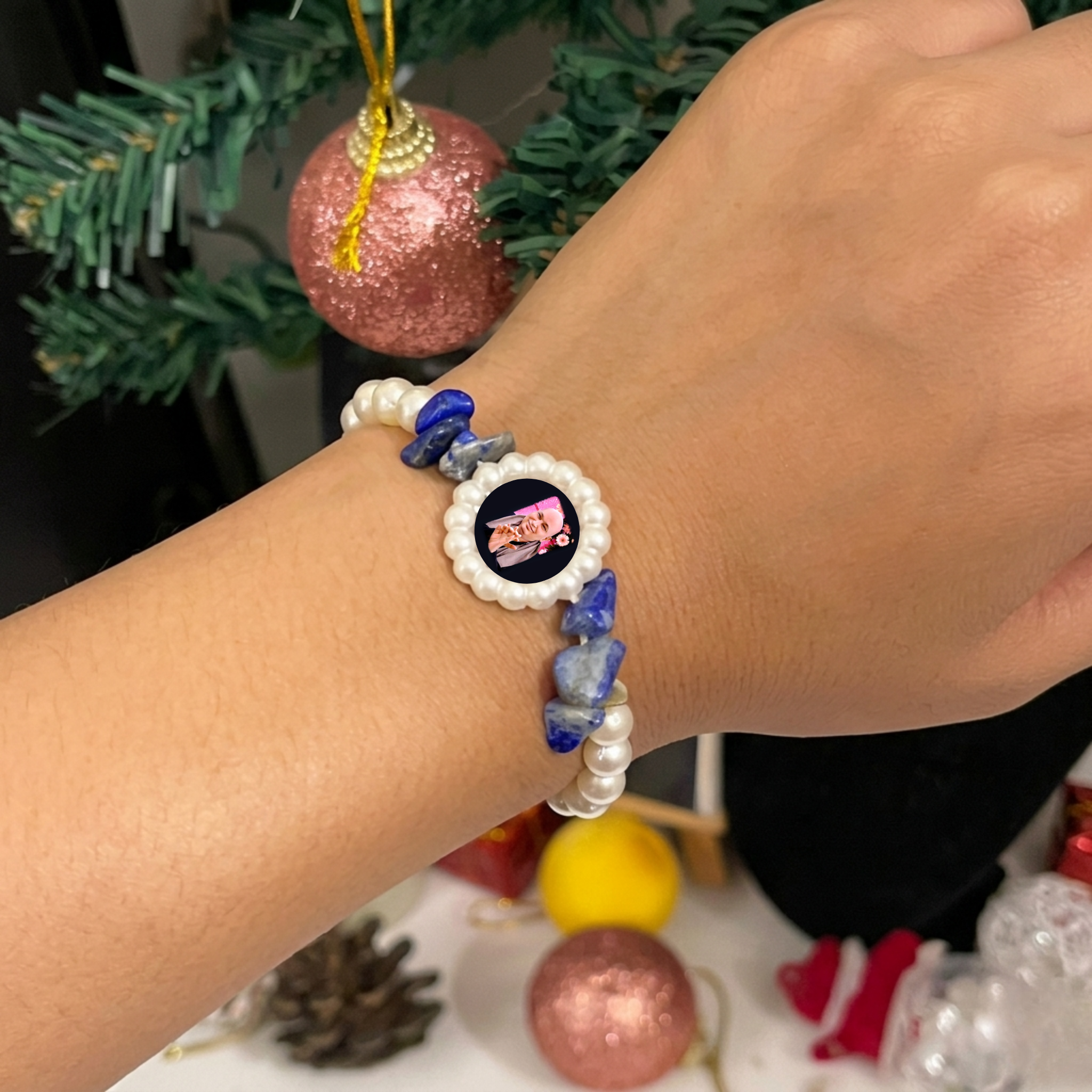 Guru Ji Blue Lapis & Pearl Bracelet