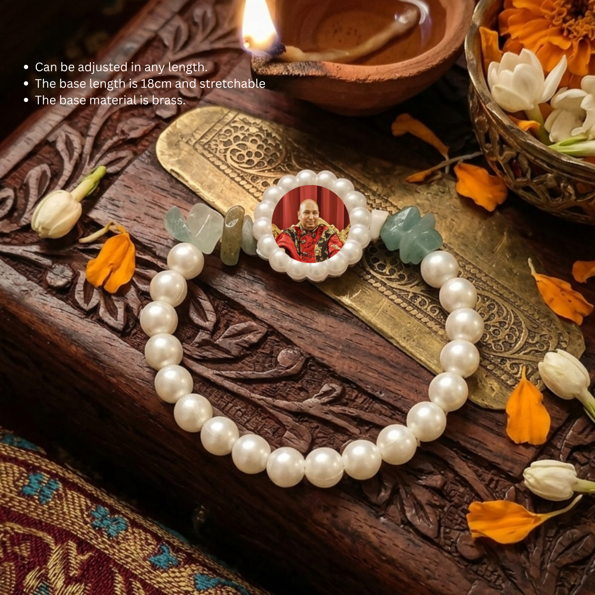 Premium Guru Ji Photo Pearl Bracelet
