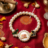 Sacred Devotional Kada with Black Butterfly Charm & Green Bead Accents