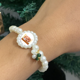 Sacred Devotional Kada with Heart Charm & Dark Green Bead Accents