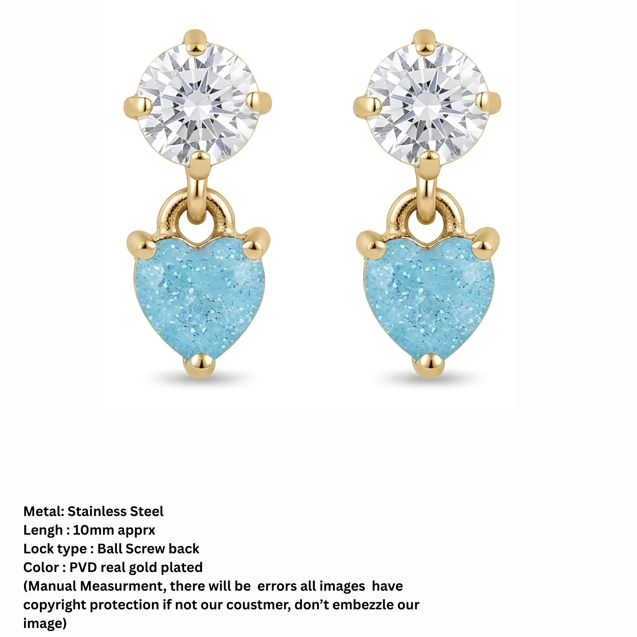 BLUE HEART STUDS