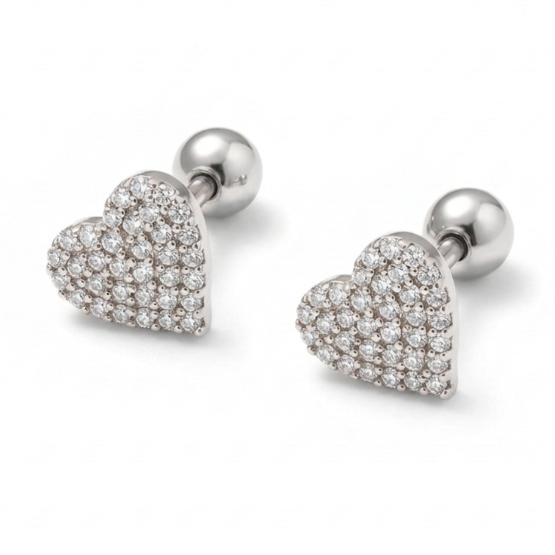 Petite Pave Heart Studs