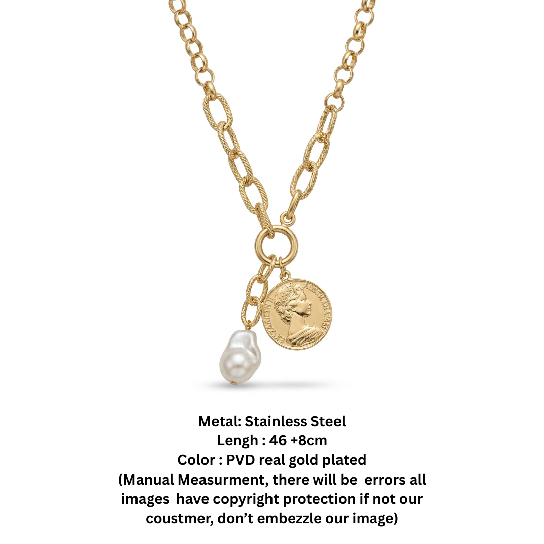 The Empress Baroque Pearl & Coin Lariat