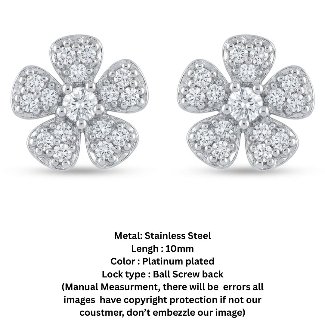 ZIRCON STUDDED FLOWER EARINGS