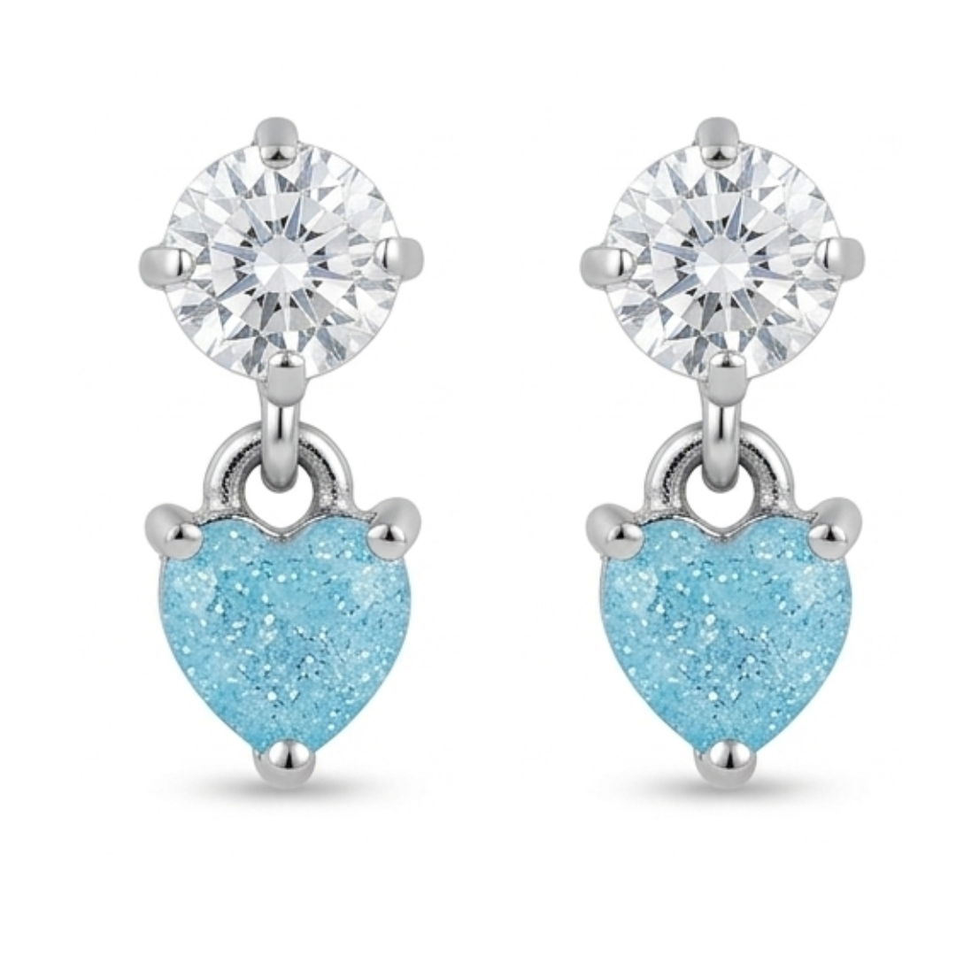 BLUE STONE HEART EARINGS