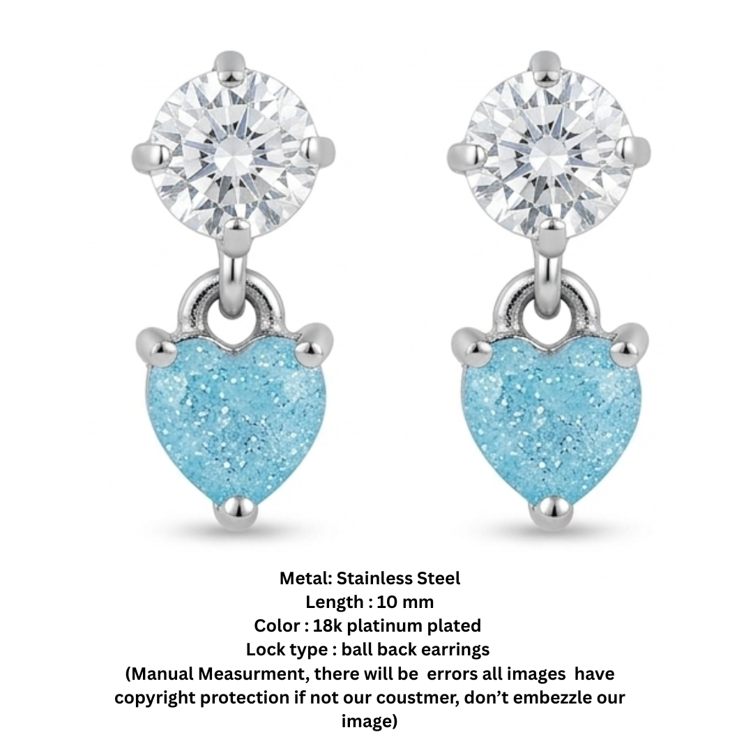 BLUE STONE HEART EARINGS