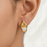 Golden Flame Teardrop Studs