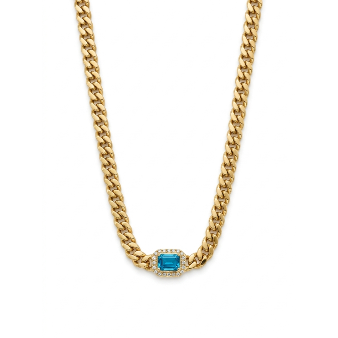 Emerald-Cut Azure Halo Pendant