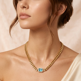 Emerald-Cut Azure Halo Pendant