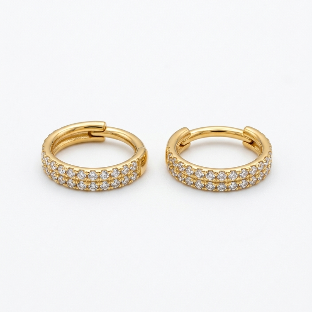 The Petite Pave Gold Huggies