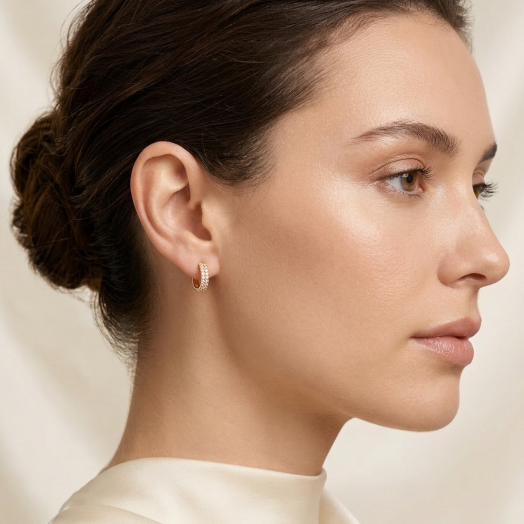 The Petite Pave Gold Huggies