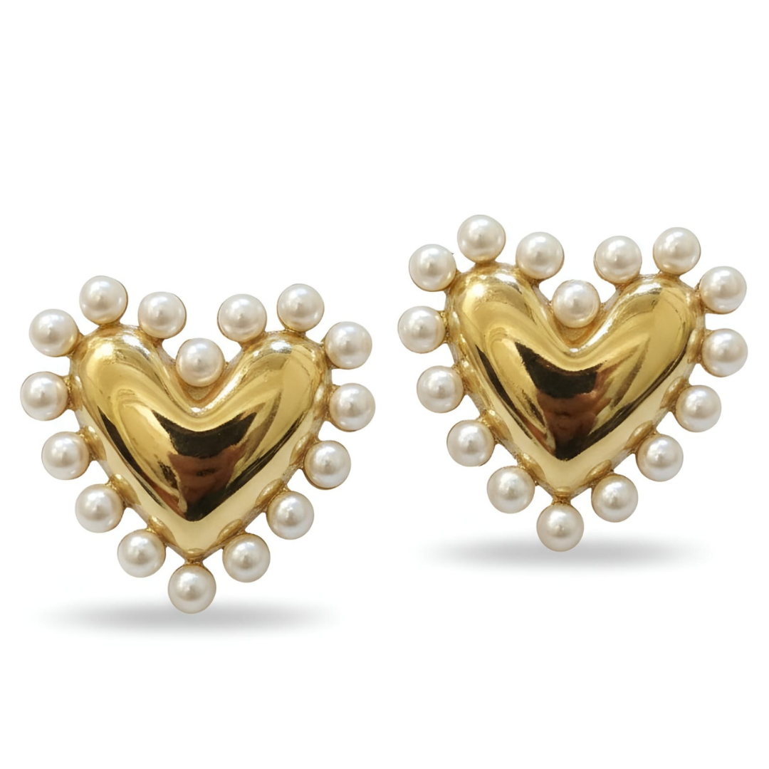 heart pearl studs D1193