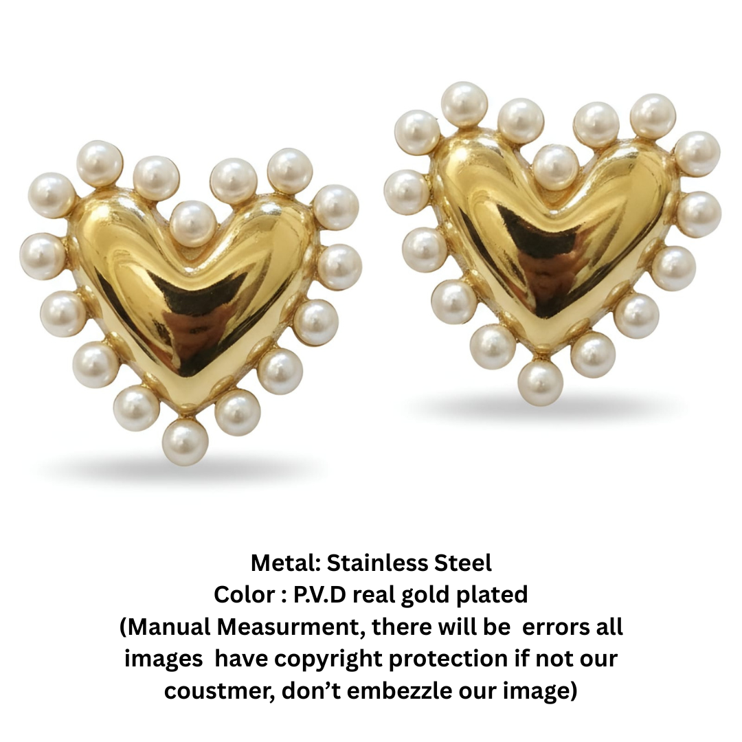 heart pearl studs D1193