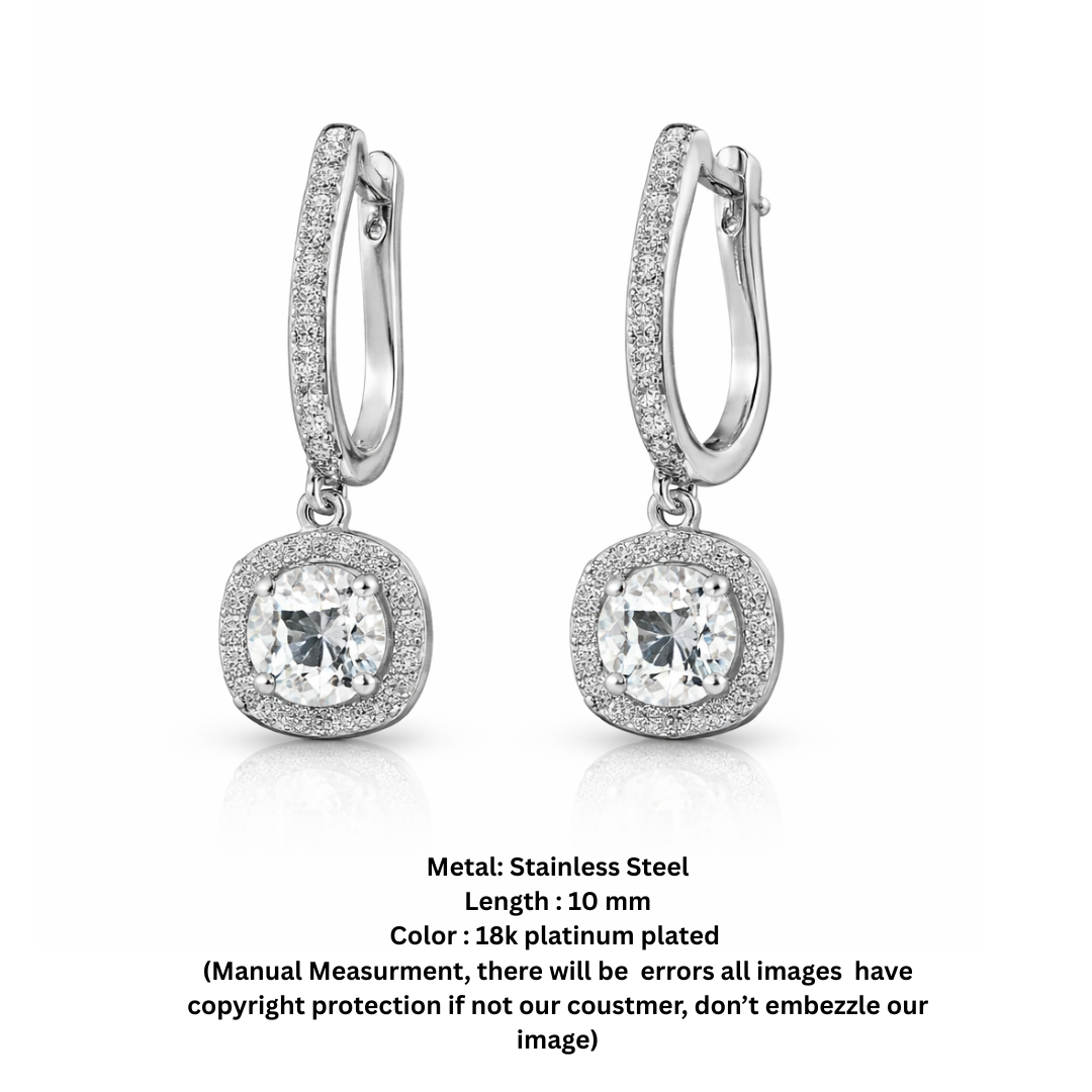 Classic Halo Drop Crystal Hoop Earrings