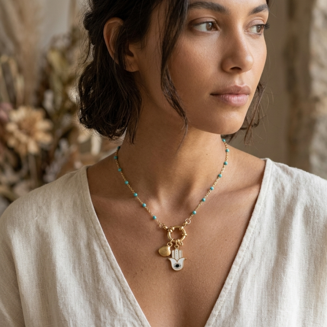 Azure Sea Hamsa Medallion
