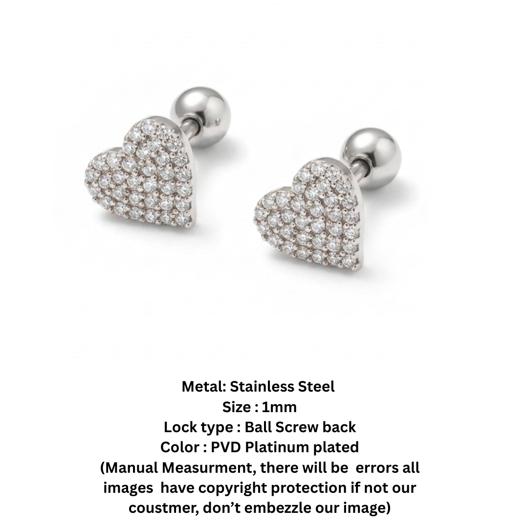 Petite Pave Heart Studs