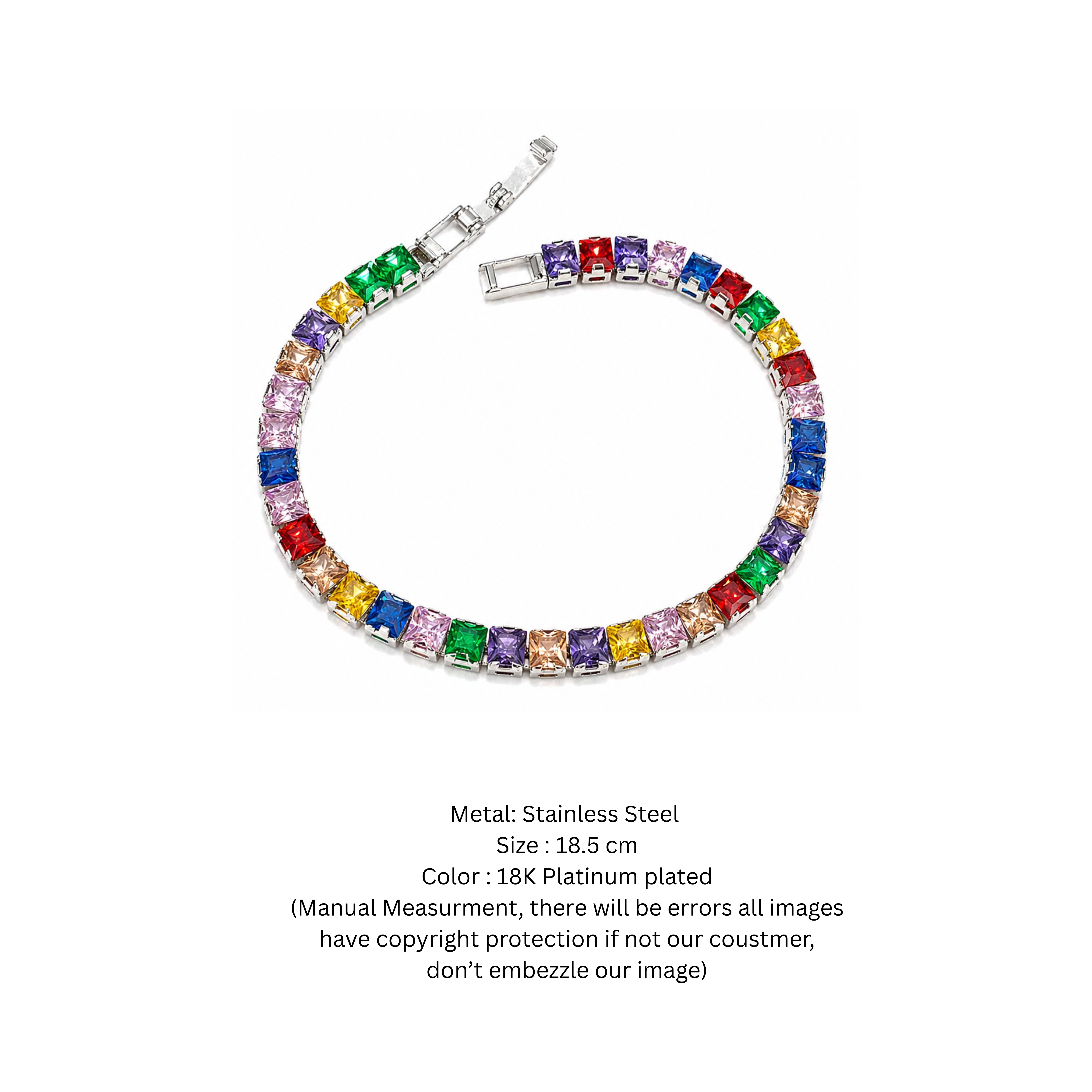 Radiant Rainbow Square-Cut Tennis Bracelet