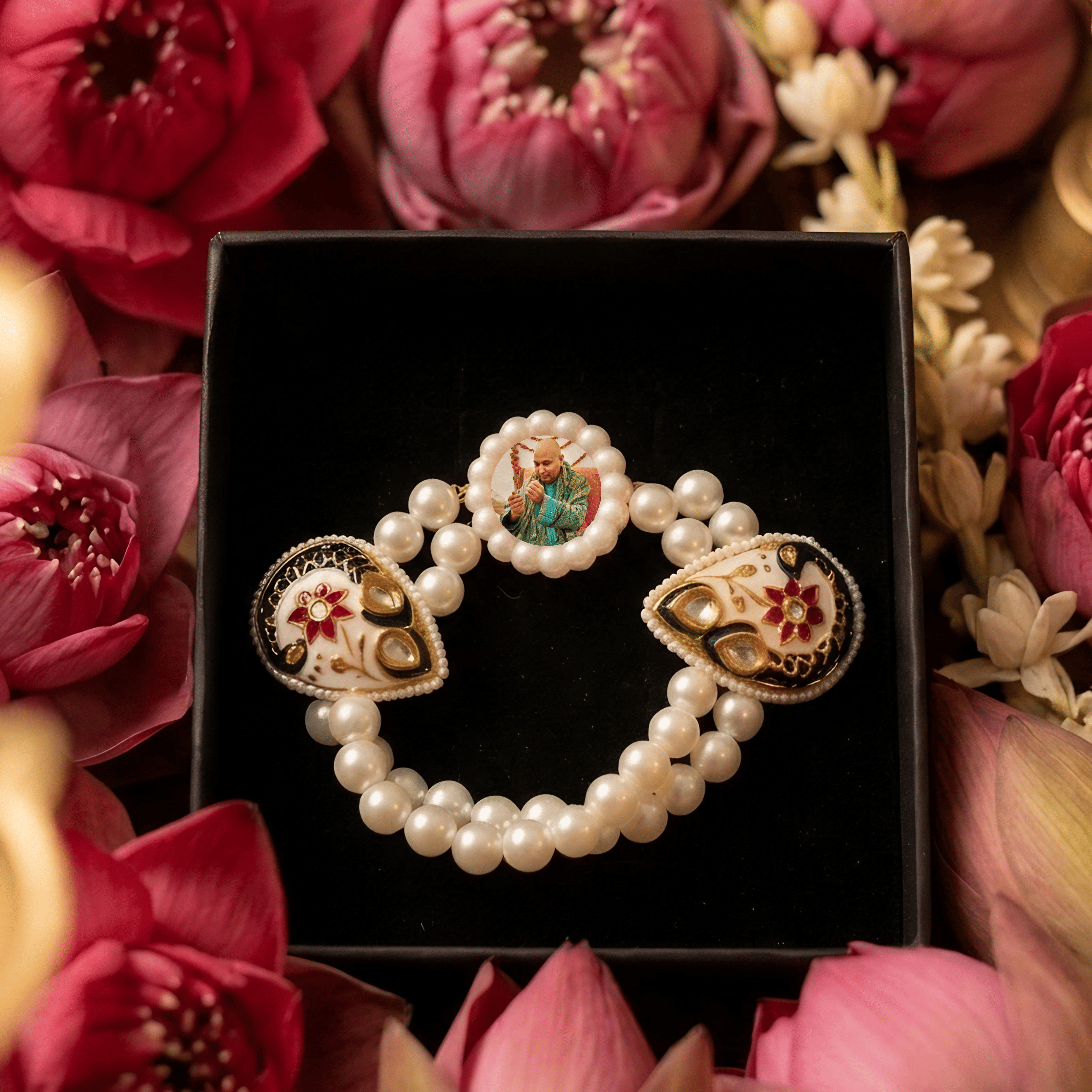 Divine Heritage: Pearl & Meenakari Blessing Bracelet for Sangat