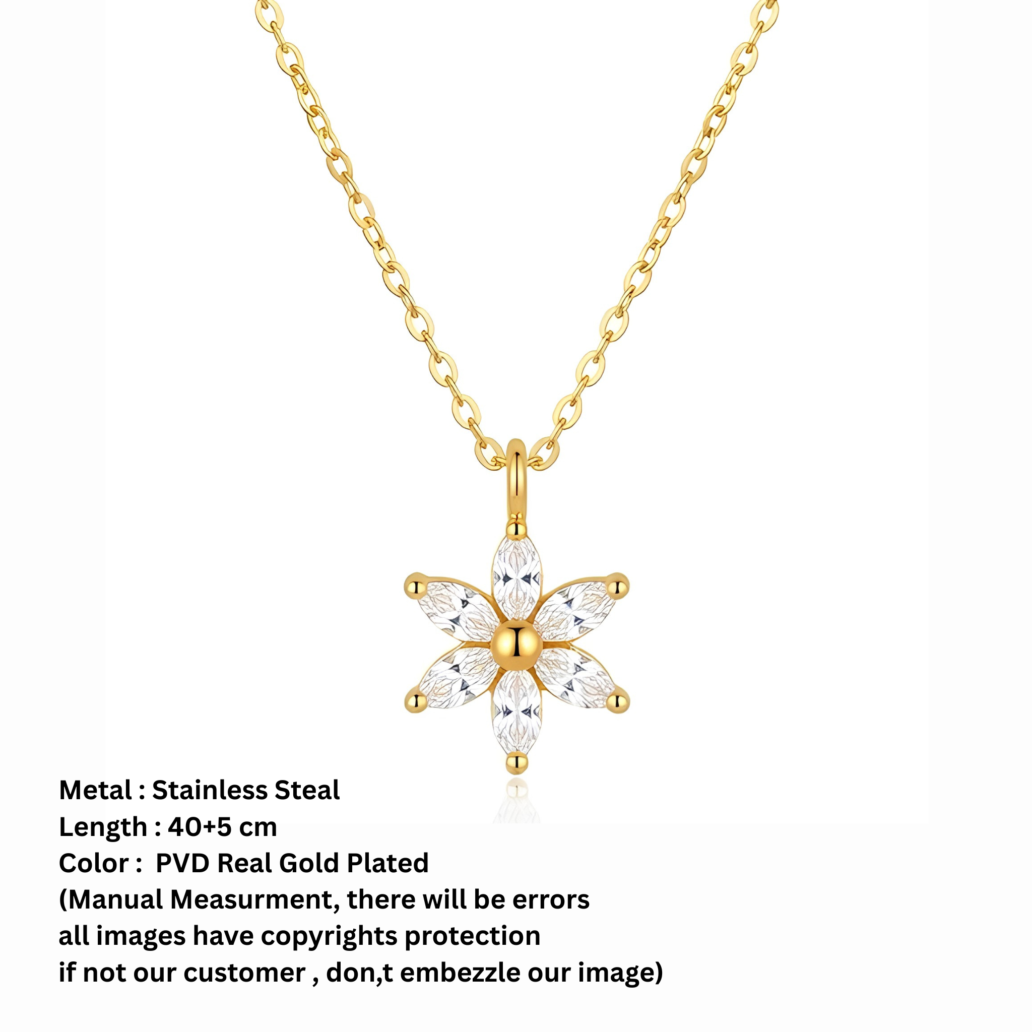 18K Gold Plated Floral Zircon Cluster Pendant Necklace