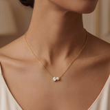 Oval Crystal & Pearl Duo Pendant Necklace